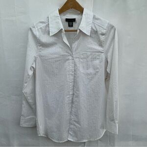 NWT Apostrophe White Pinstripe Button-Up Shirt – Classic Office Core Blouse